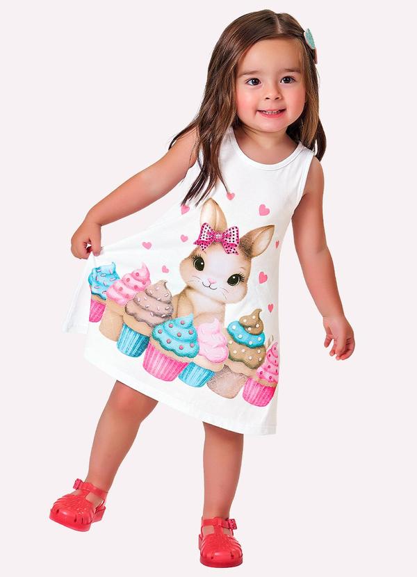 Vestido Infantil Menina Coelhinho Branco