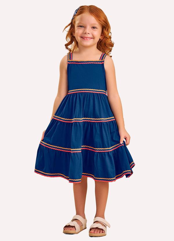 Vestido Infantil Menina com Aviamentos Azul