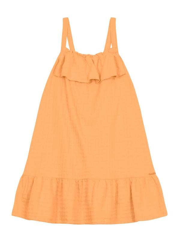 Vestido Infantil Menina com Babado Laranja