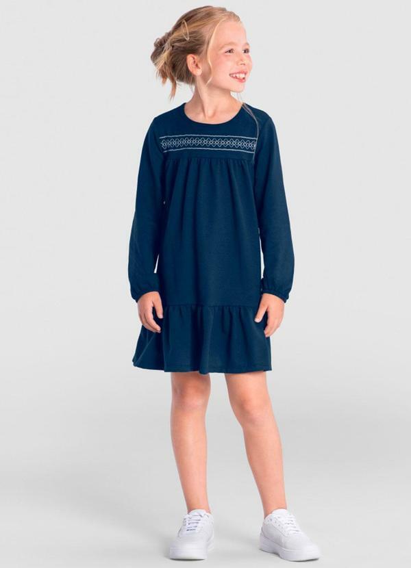 Vestido Infantil Menina com Babados Azul