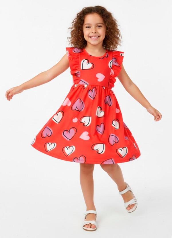Vestido Infantil Menina com Babados Vermelho