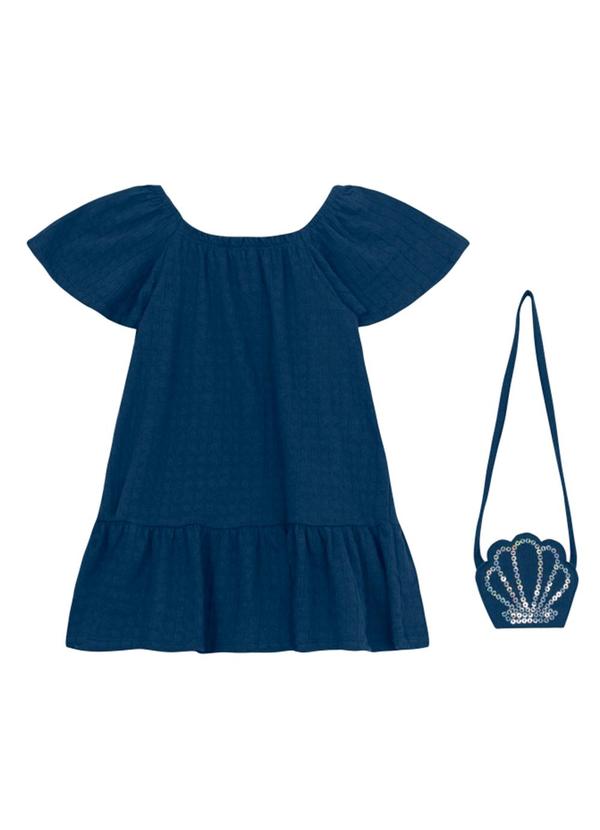 Vista 2 Vestido Infantil Menina com Bolsa Azul Brandili Brandili