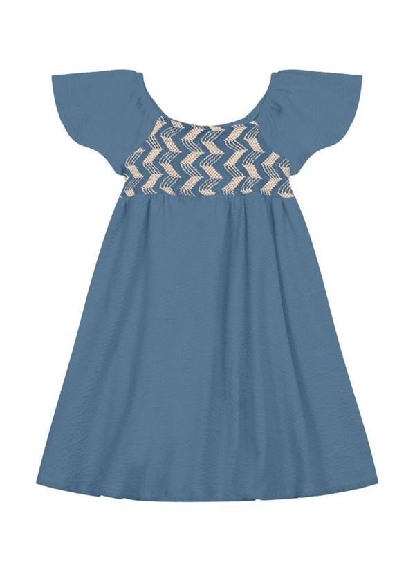 Vestido Infantil Menina com Bordado Azul