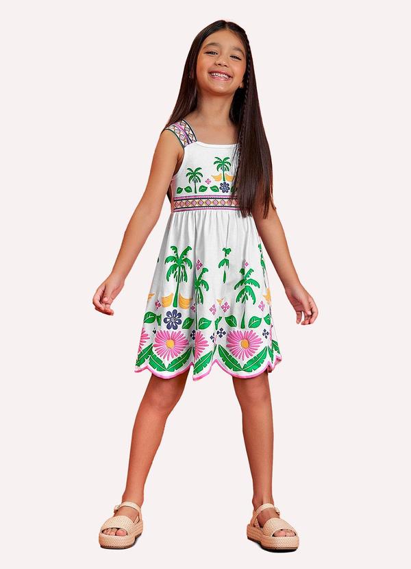 Vestido Infantil Menina com Corte a Laser Branco