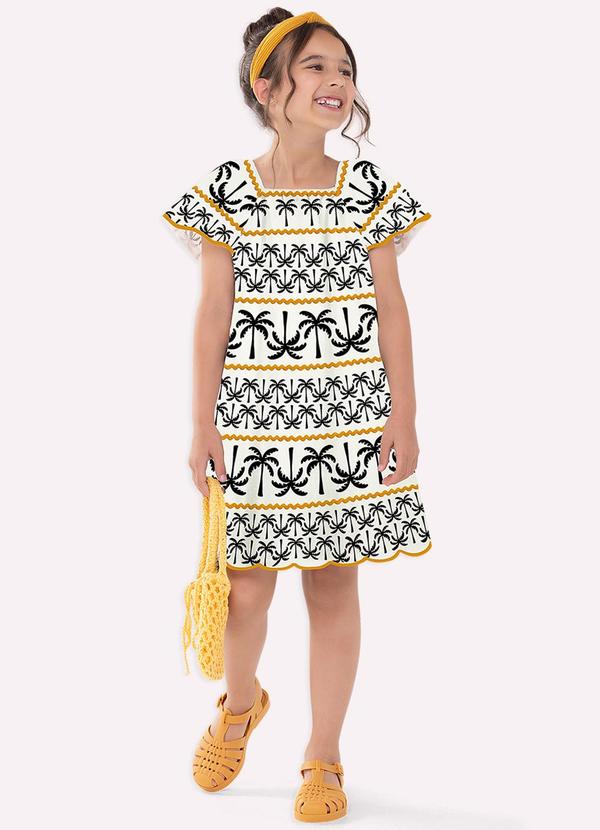 Vestido Infantil Menina com Corte a Laser Branco