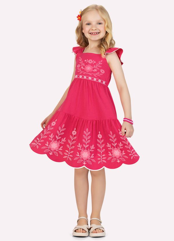 Vestido Infantil Menina com Corte a Laser Rosa
