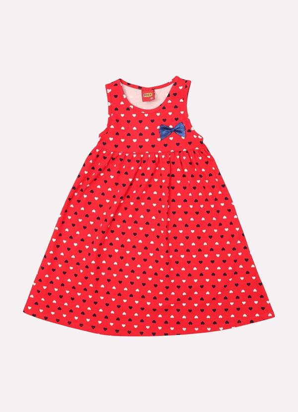 Vista 2 Vestido Infantil Menina com Franzidos Vermelho Kyly Kyly