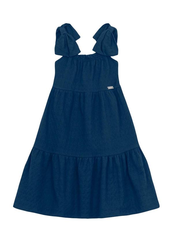 Vista 2 Vestido Infantil Menina com Laço Azul Brandili Mundi Brandili Mundi