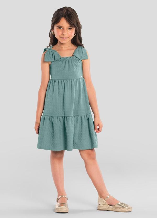 Vista 2 Vestido Infantil Menina com Laço Verde Brandili Mundi Brandili Mundi