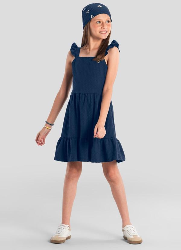 Vestido Infantil Menina com Lenço Azul