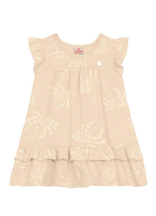 Vista 2 Vestido Infantil Menina com Mini Flores Natural Brandili Brandili