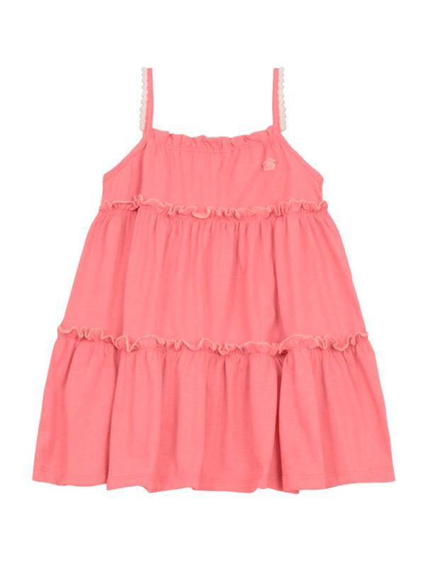 Vista 2 Vestido Infantil Menina com Pompom Rosa Brandili Brandili