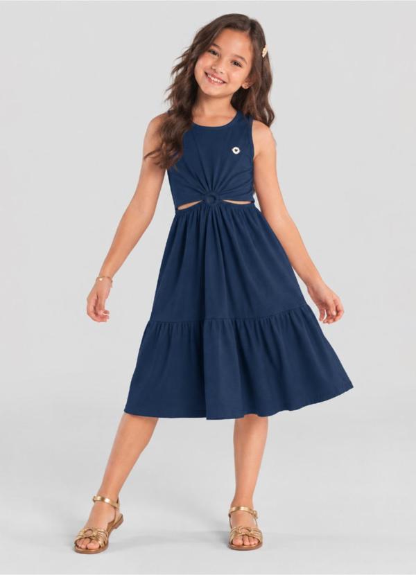 Vestido Infantil Menina com Recortes Azul
