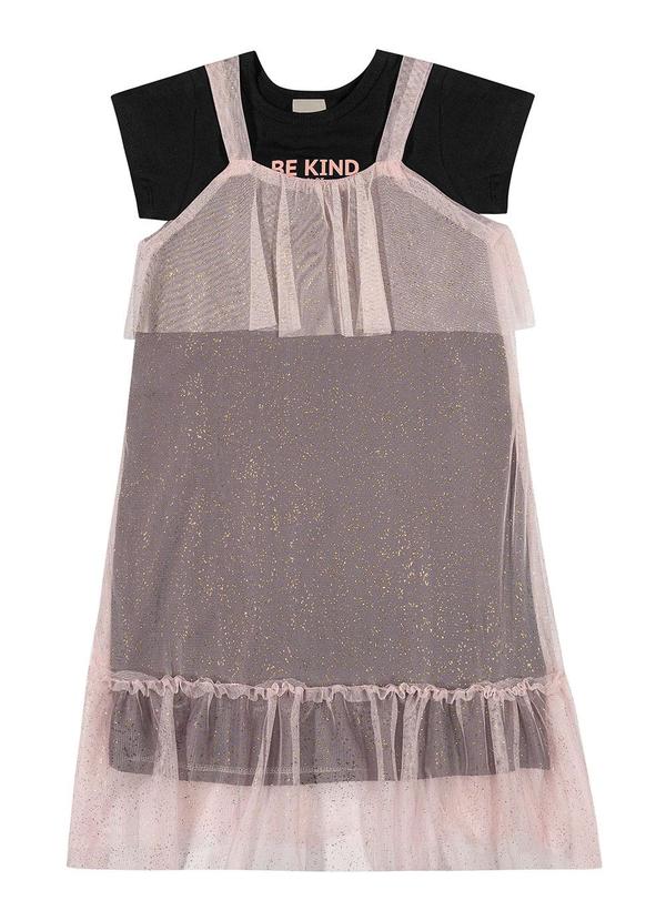 Vista 2 Vestido Infantil Menina com Sobreposição Tule Colo Colorittá Colorittá