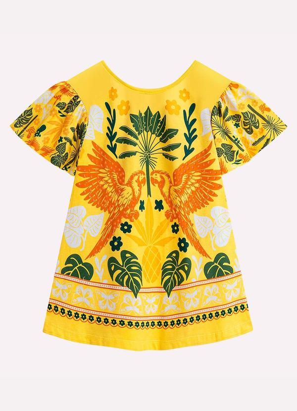 Vestido Infantil Menina com Strass Amarelo