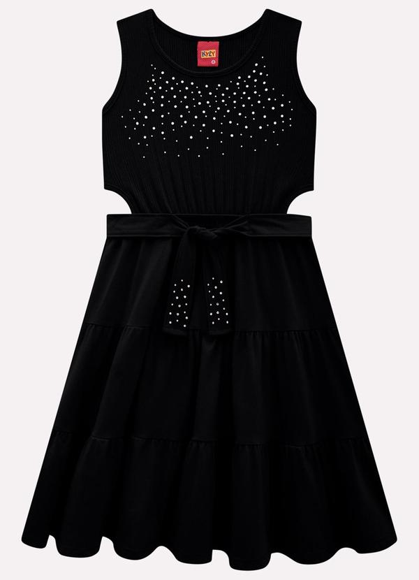 Vestido Infantil Menina com Strass Preto