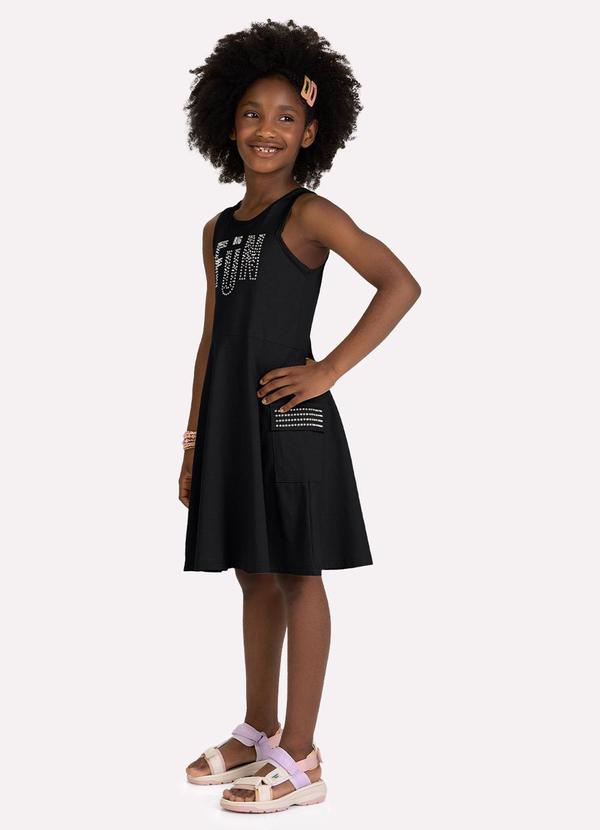 Vestido Infantil Menina com Strass Preto