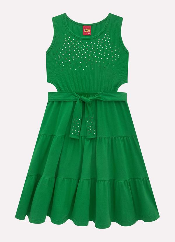 Vestido Infantil Menina com Strass Verde