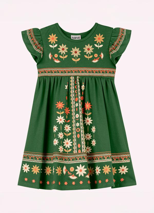 Vestido Infantil Menina com Strass Verde