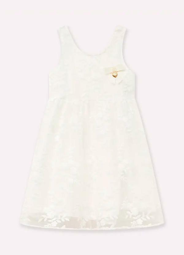 Vestido Infantil Menina com Tule Off White