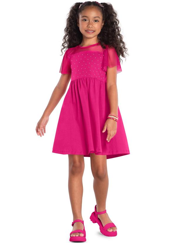Vista 2 Vestido Infantil Menina com Tule Pink Kyly Kyly