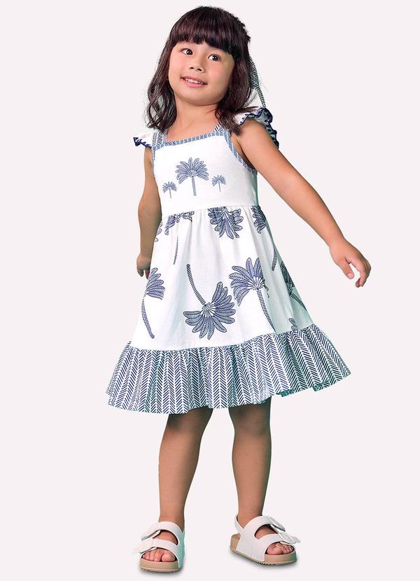 Vestido Infantil Menina Coqueiros Branco