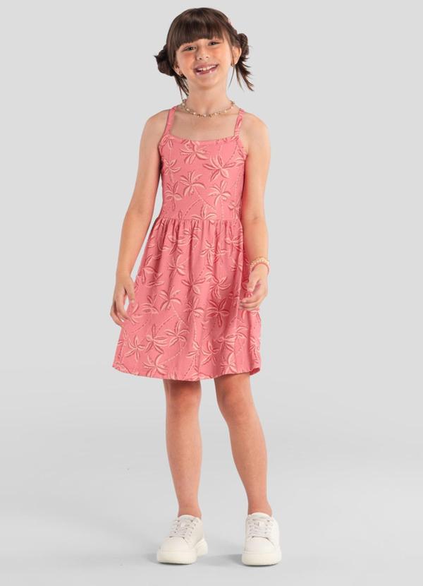 Vista 2 Vestido Infantil Menina Coqueiros Rosa Brandili Brandili