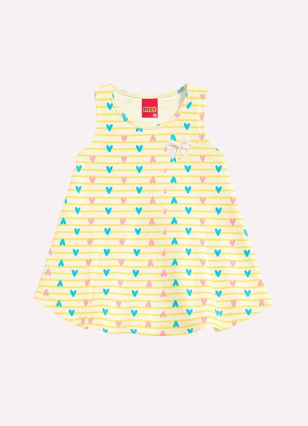 Vestido Infantil Menina Coração Amarelo