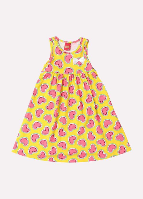 Vestido Infantil Menina Coração Amarelo