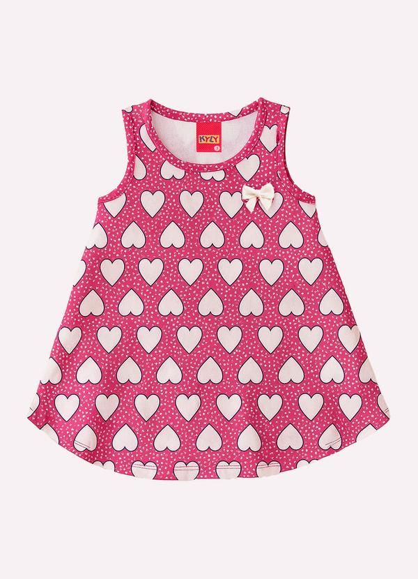 Vestido Infantil Menina Coração Mangenta