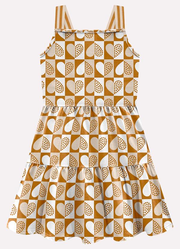 Vestido Infantil Menina Corações Marrom