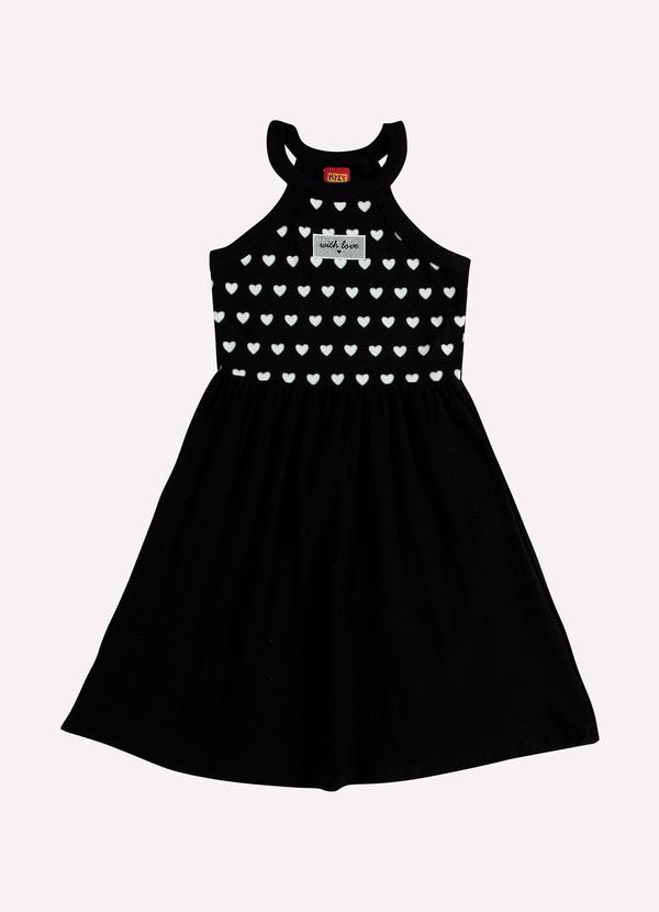 Vestido Infantil Menina Corações Preto