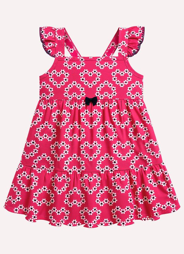 Vestido Infantil Menina Corações Rosa