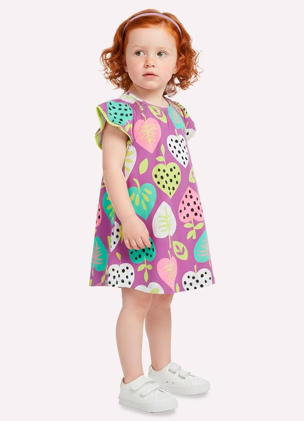 Vestido Infantil Menina Corações Roxo