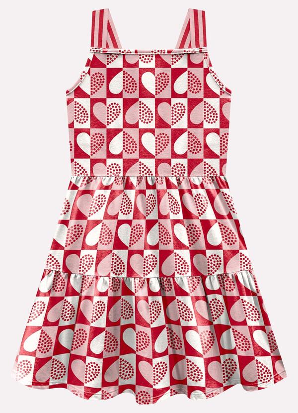 Vestido Infantil Menina Corações Vermelho