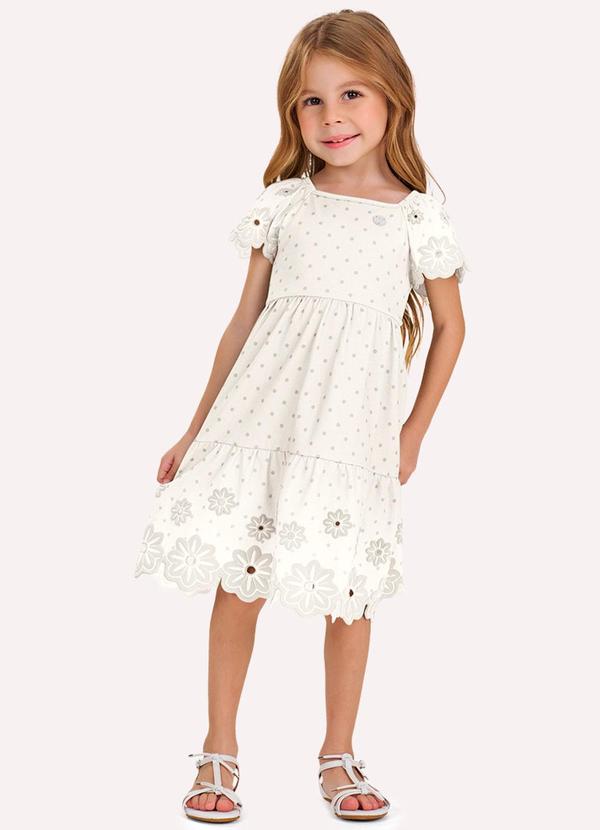 Vestido Infantil Menina Corte a Laser Bege