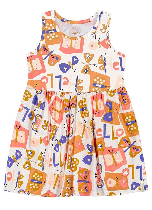 Vista 2 Vestido Infantil Menina Cotton Estampado Bege Elian Elian