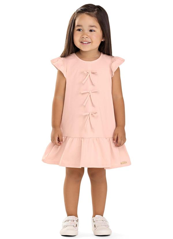 Vestido Infantil Menina Curto Laços Rosa