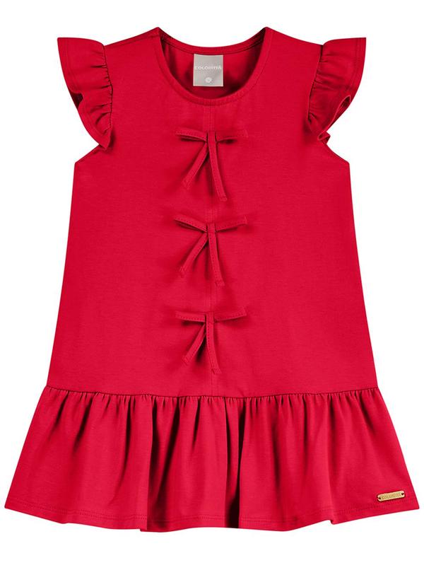 Vestido Infantil Menina Curto Laços Vermelho