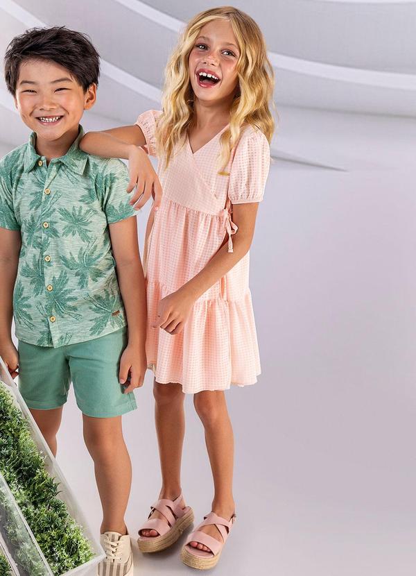 Vista 2 Vestido Infantil Menina Curto Transpassado Rosa Colorittá Colorittá