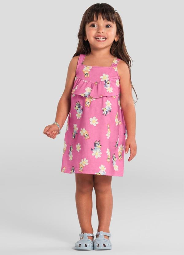 Vestido Infantil Menina da Bluey Rosa
