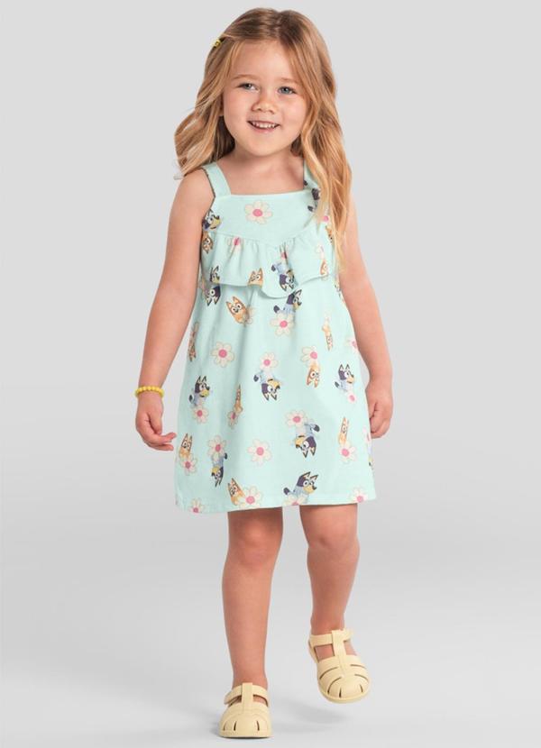 Vestido Infantil Menina da Bluey Verde
