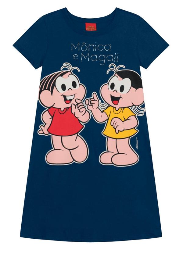 Vista 2 Vestido Infantil Menina da Turma da Mônica Azul Brandili Brandili
