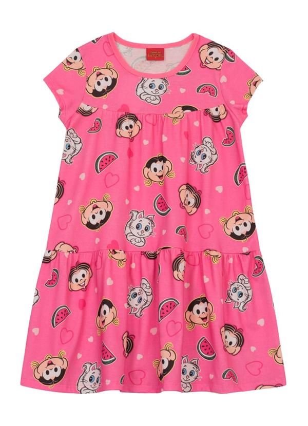 Vista 2 Vestido Infantil Menina da Turma da Mônica Rosa Brandili Brandili
