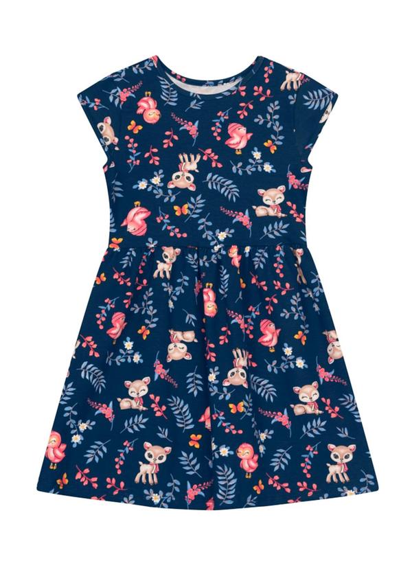 Vestido Infantil Menina de Bichinhos Azul