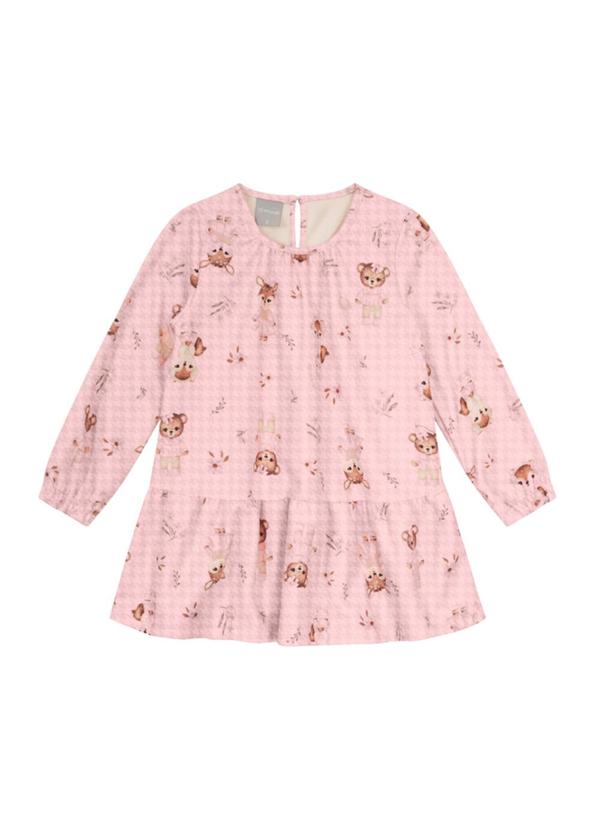 Vista 2 Vestido Infantil Menina de Bichinhos Rosa Brandili Mundi Brandili Mundi