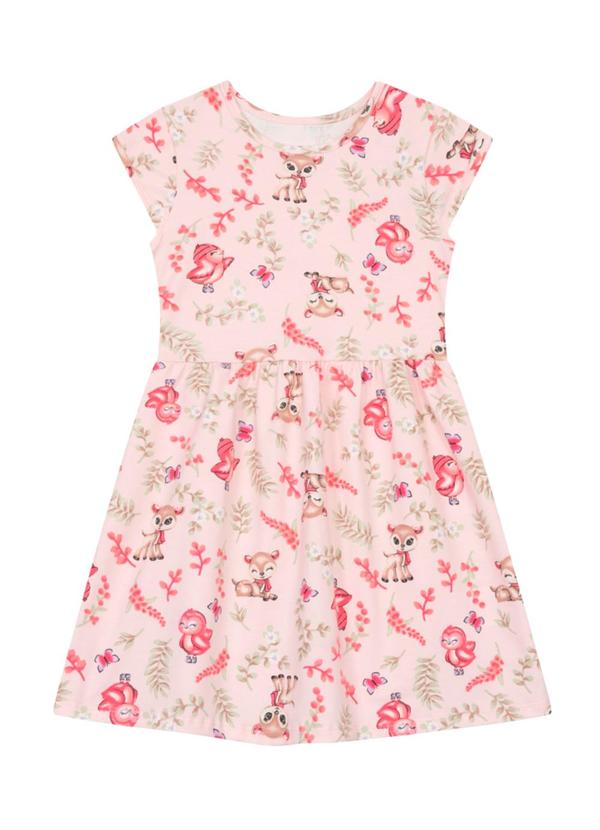 Vestido Infantil Menina de Bichinhos Rosa