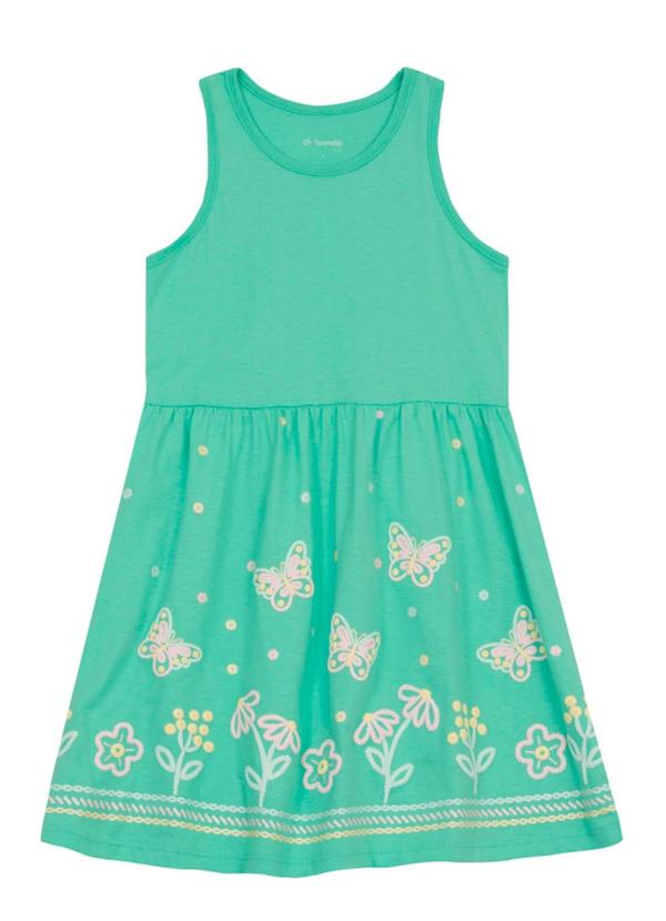 Vestido Infantil Menina de Borboletas Verde