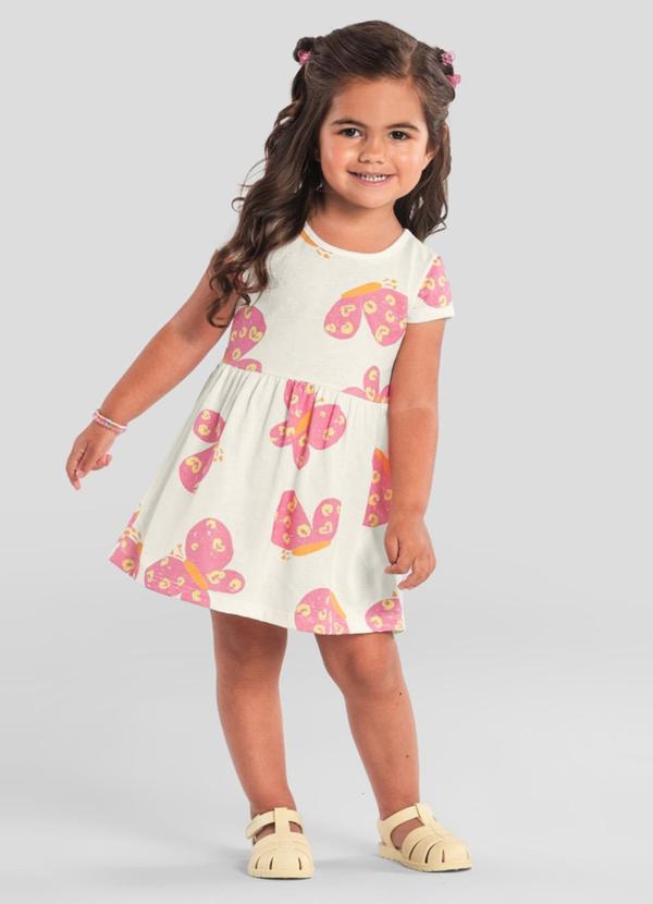 Vestido Infantil Menina de Borboletinha Bege