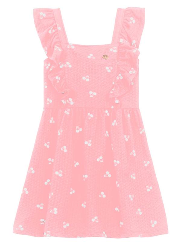 Vista 2 Vestido Infantil Menina de Cerejas Rosa Brandili Brandili